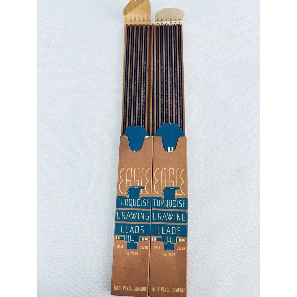 Vintage No. 2375 Eagle Pencil Co. Drawing Leads Turquoise 2 Boxes‎ - Partial One
